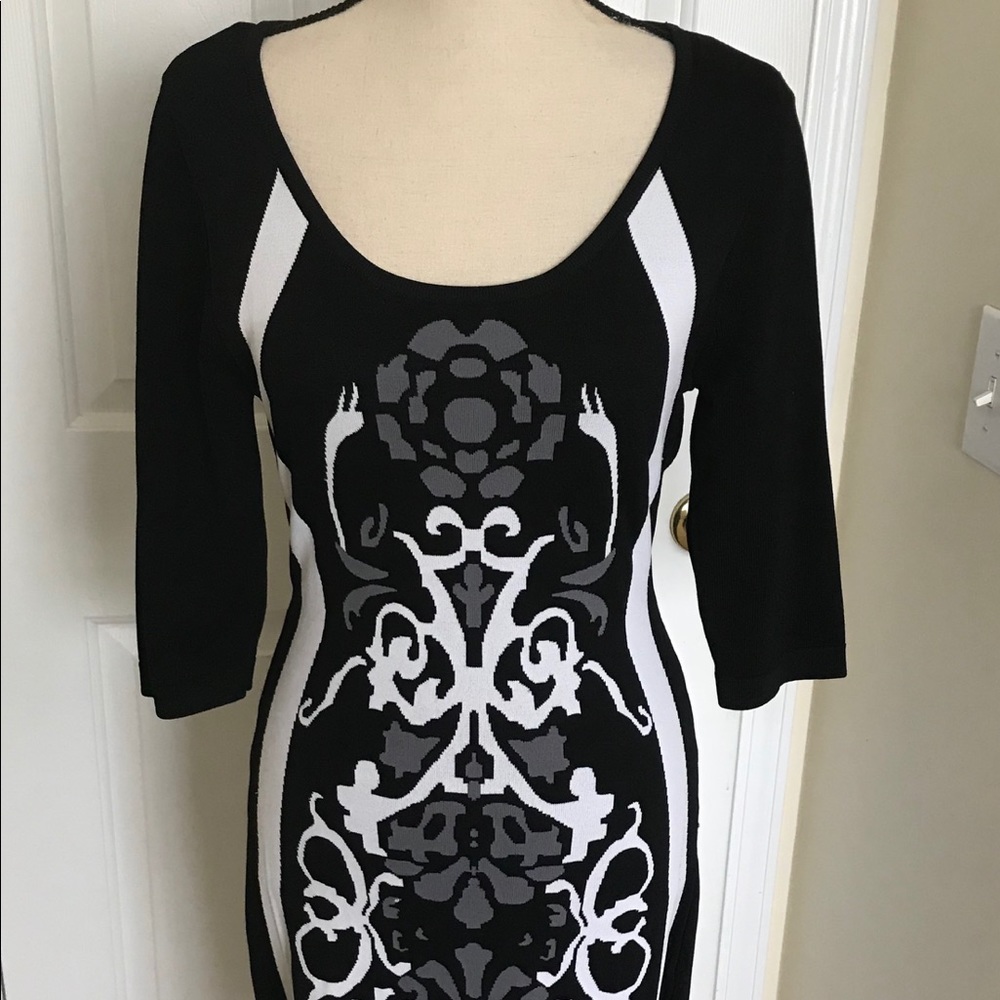 Black Knit Rayon and Nylon Sangria Dress